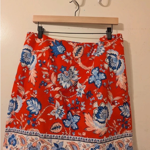 Floral Red And Blue Women's Skirt